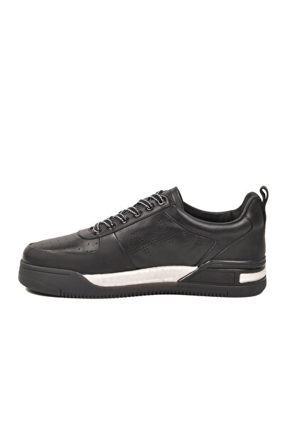 MARCOMEN Black-White Genuine Leather Lace-Up Men's Casual Sneaker Shoes 152-2...