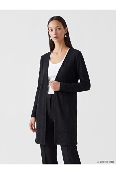 LC Waikiki سترة نسائية طويلة مسطحة ذات أشرطة سوداء من LCW EVERYDAY من NEVAVM
