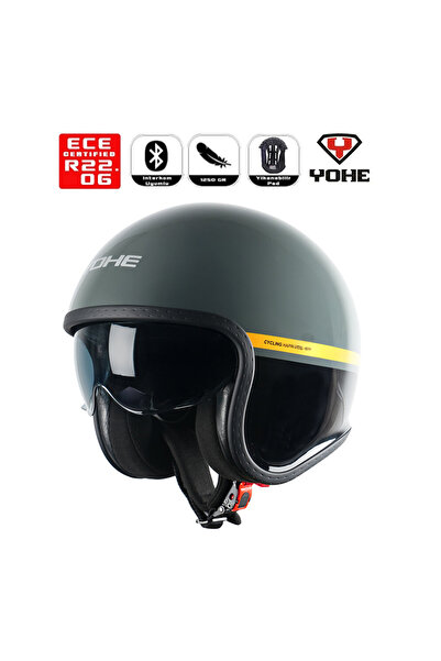 Yohe OF880 Motorsiklet Kaskı Shiny Grey Yellow