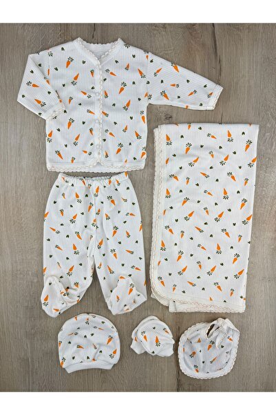 (0-6 ay) Havuç Desenli Battaniyeli 6Lı Set