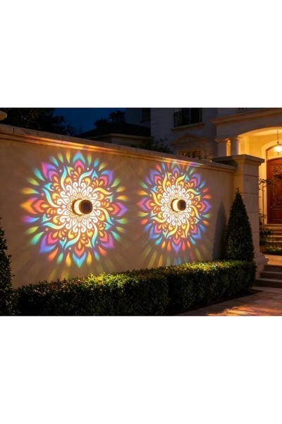 Generic Set 2 Lampi Solare de Perete cu Proiecție Mandala, Lumini LED Decorat...
