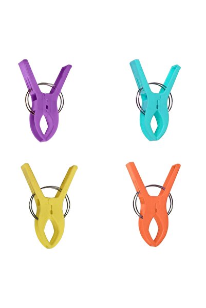OEM 4x 12cm Cleme colorate din plastic pentru prosoape de plajă - Mov, Albast...
