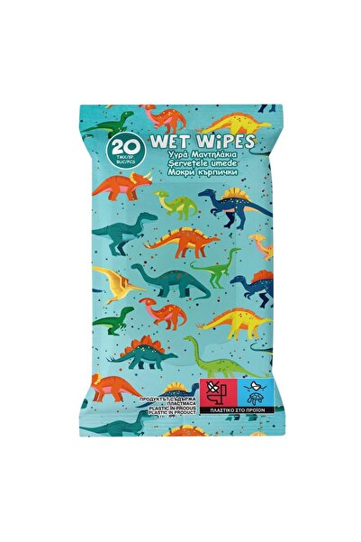 OEM 20 șervețele umede pentru bebeluși cu tematică de dinozauri, cu Aloe Vera...