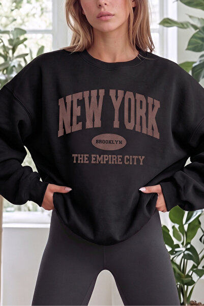 uyguntarz Unisex φούτερ με στάμπα New York Empire και λαιμόκοψη ποδηλάτου