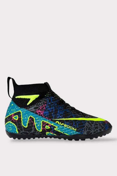 Jagulep Men's High-Top Football Field Shoes with Socks Black - Yellow