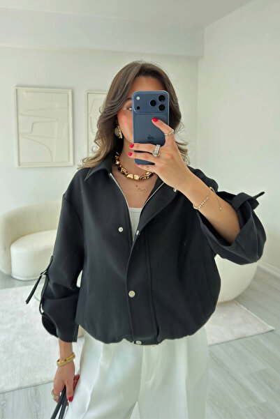 SHILSEE BEUTİQUE Women's Bomber Jacket with Buckle Details, Foldable Sleeves,...