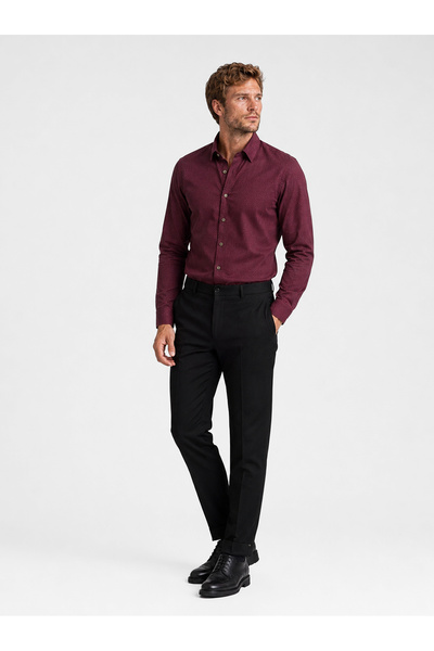 Etikmen Burgundy Brown Buttoned Slimfit Men's Shirt