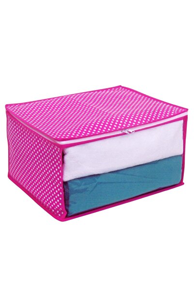 OEM Cutie de depozitare haine roz cu buline 35x30x20cm
