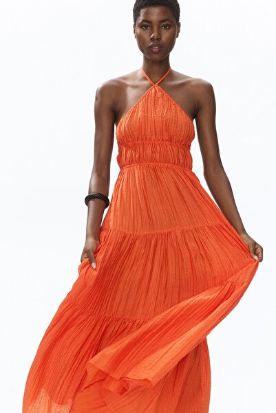 H&M Katlı Halter Yaka Elbise