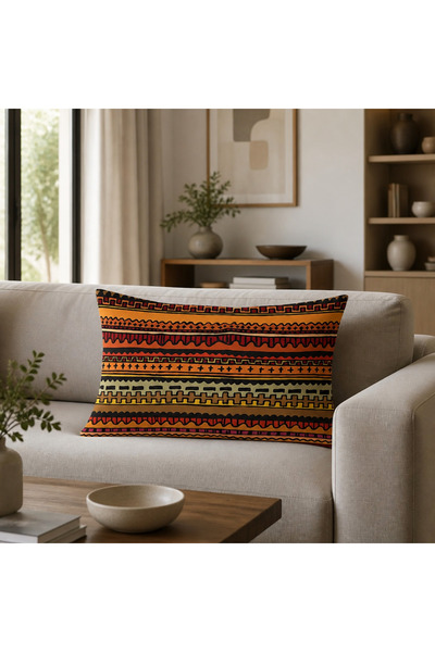 RemHome REM HOME Dekoratif Dikdörtgen Kırlent Kılıfı Tribal Geometrik Desen