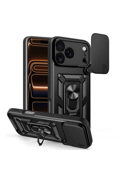 Techsuit Калъф за iPhone 17 Pro Max, серия CamShield, удароустойчив, черен