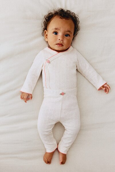H&M 2 Parçalı Pamuklu ve Delik Desenli Set