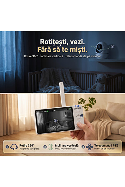 TinyMIA Baby Monitor Video TNM6000, 5 inch IPS Screen, No WiFi, 3500mAh Batte...