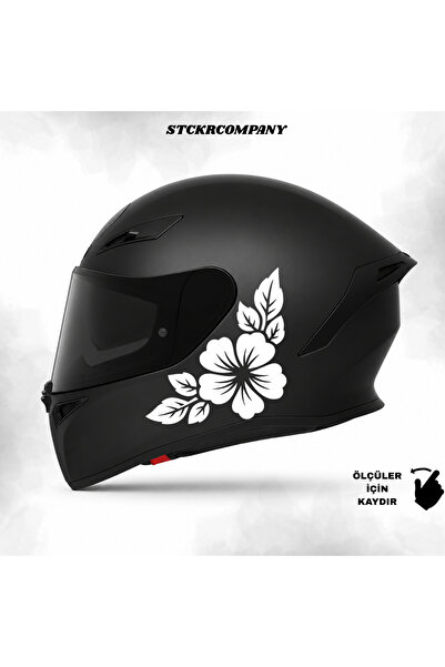 STCKRCO Çiçek Desenli Kask Stickerı - Floral Motosiklet Kask Stickerı - 17x18 cm
