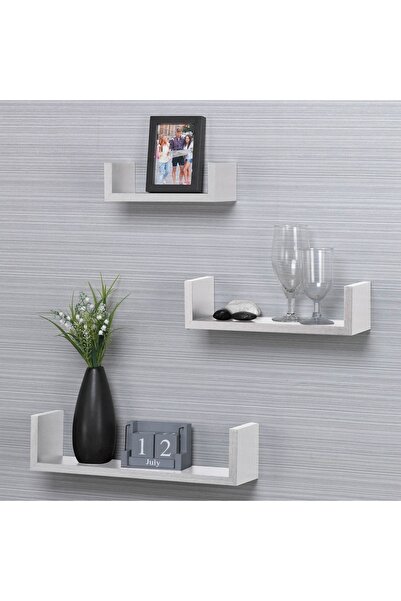 OEM Set de 3 rafturi de perete din MDF alb - Instalare ușoară
