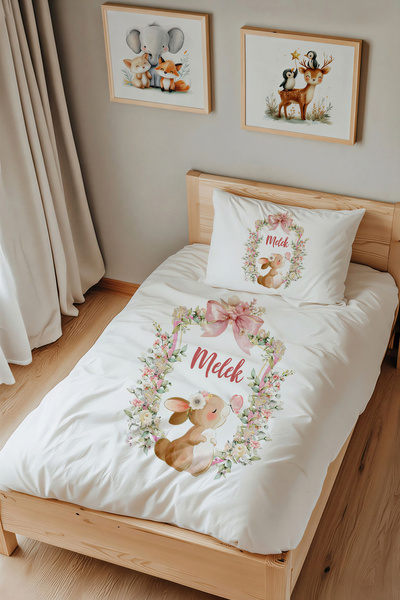 Lilabio İsme Özel Tek Kişilik %100 Pamuk Saten Nevresim Takımı (160x220 cm) s...