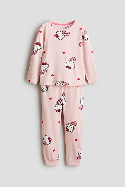 H&M Pamuklu ve Baskılı Pijama Takımı