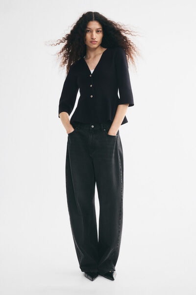 H&M Peplumlu İnce Triko Hırka