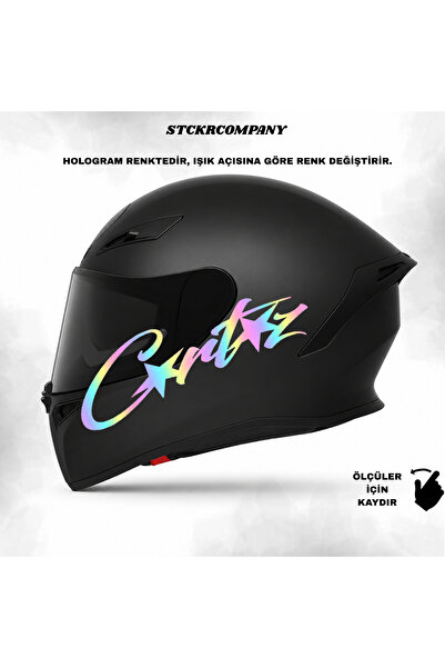 STCKRCO Corteiz Kask Stickerı – Yıldızlı Yazı Motosiklet Kask Stickerı – 24x7 cm