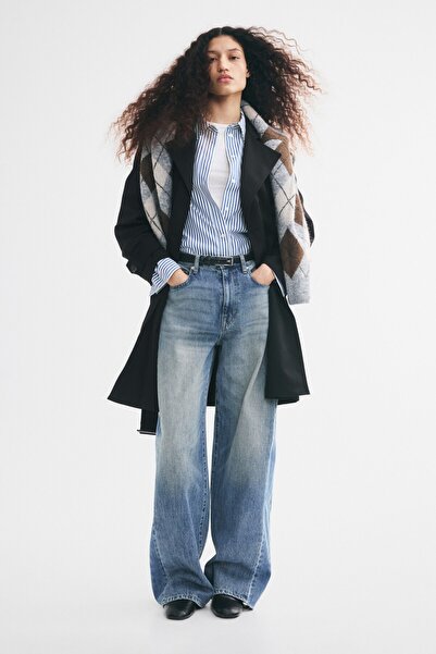 H&M Diz Boyu Gabardin Trençkot