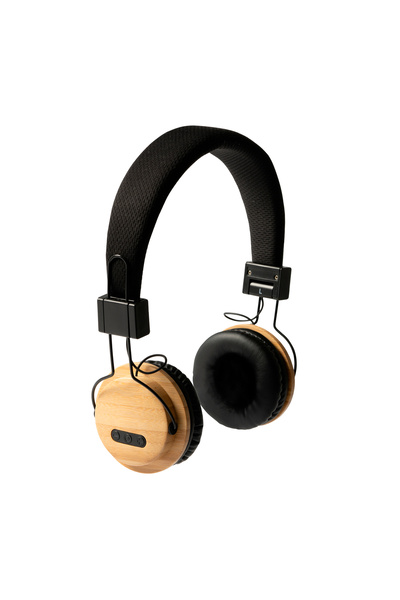 STAMINA Căști wireless Bluetooth TANGO, over-ear, bambus și RPET, negru