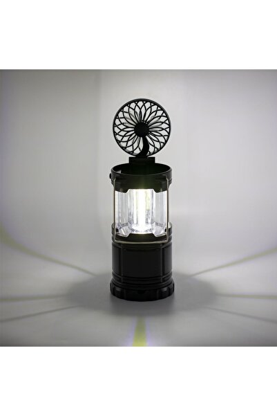 OEM Lanternă LED portabilă cu ventilator retractabil, 3 lumini, Negru, 8.5x19cm