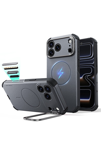 ESR Husa Cyber Armor Kickstand pentru iPhone 17 Pro / iPhone 18 Pro, gri