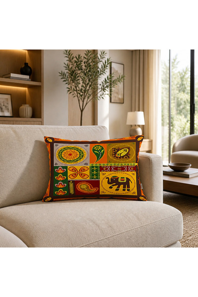 RemHome REM HOME Dekoratif Dikdörtgen Kırlent Kılıfı Ethnic Patchwork