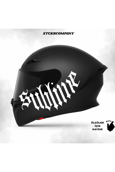 STCKRCO Sublime Kask Stickerı - Gothic Yazılı Motosiklet Kask Stickerı - 20x1...