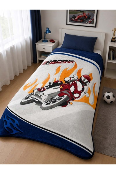 AKSU -Moto Racing Blue- Pătură pentru copii (155x215)
