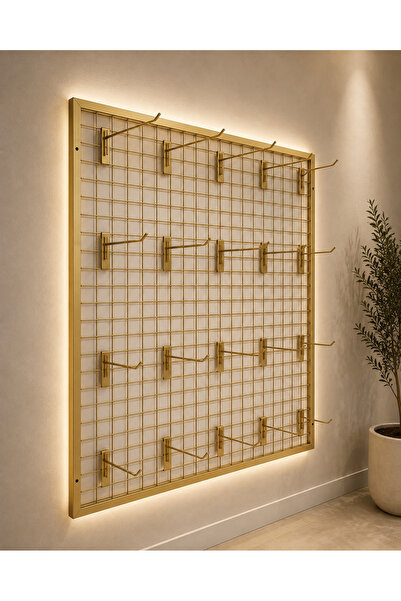 MD Vİtrin Dekorasyon TEL PANO 80X100 CM DUVARA MONTE 4x4 SIK TELLİ RENK GOLD ...