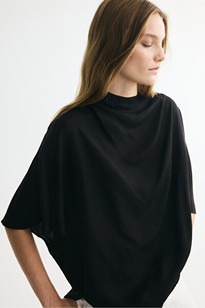 H&M Drapeli Saten Gabardin Bluz