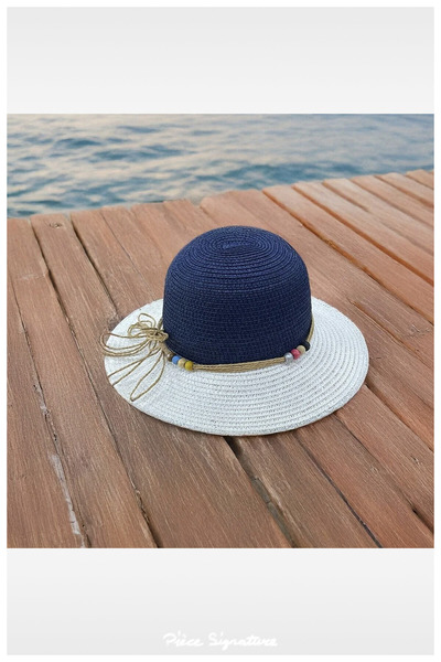 PIECE SIGNATURE Double Color Luxury Straw Girl's Hat (Age 3-8)