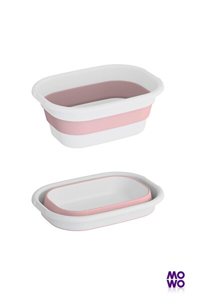 Mowo Home Pembe Katlanabilir Silikon Çamaşır Sepeti, Akordiyon Katlanır Sepet, Yer Kaplamaz Katlanır Sepet