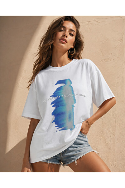 fingerjewerly Unisex Journey Printed Oversize T-Shirt Unisex 80% Cotton Boxy ...