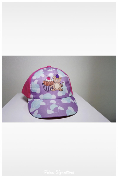 PIECE SIGNATURE Cloudy Teddy Bear Printed Girl's Hat (Age 1-4) (Fuchsia)
