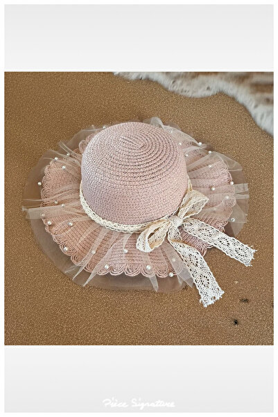 PIECE SIGNATURE Plain Luxury Straw Girl's Hat (Age 3-7)