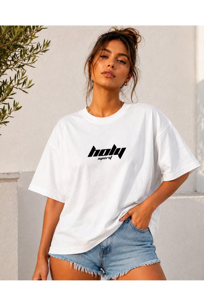 fingerjewerly Unisex Holy Spirit Printed Oversize T-Shirt Unisex 80% Cotton Boxy Fit Streetwear T-Shirt Thick Textured