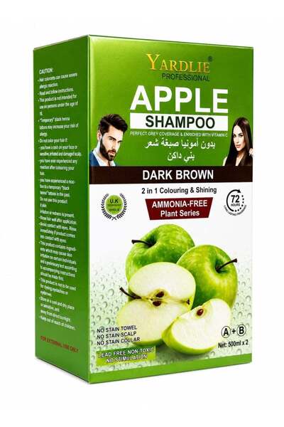YARDLIE PROFESSIONAL Apple No Ammonia Hair Color Shampoo, Dark Brown, 500ml x 2