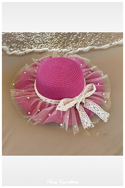 PIECE SIGNATURE Plain Luxury Straw Girl's Hat (Age 3-7)