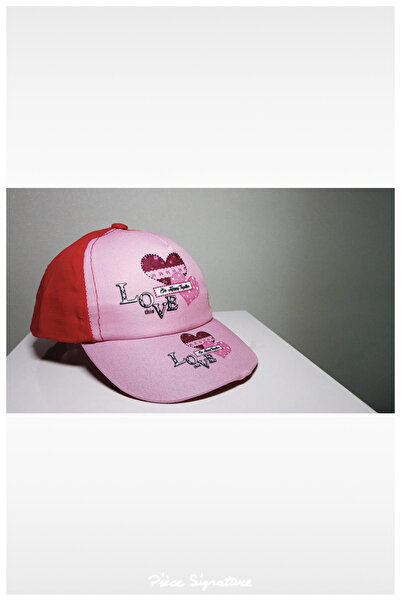PIECE SIGNATURE Heart Printed Girl's Hat (Age 1-4) (Red)