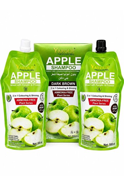 YARDLIE PROFESSIONAL Apple No Ammonia Hair Color Shampoo, Dark Brown, 2 x 500ml