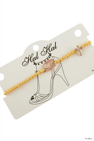 ZERO LAND Concepta Pink Colored Sea Shell Beads (234556) Anklet Yellow