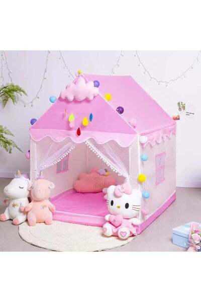 DubaiGallery Kids Pink Play Tent House with Princess Canopy Design, Spacious ...