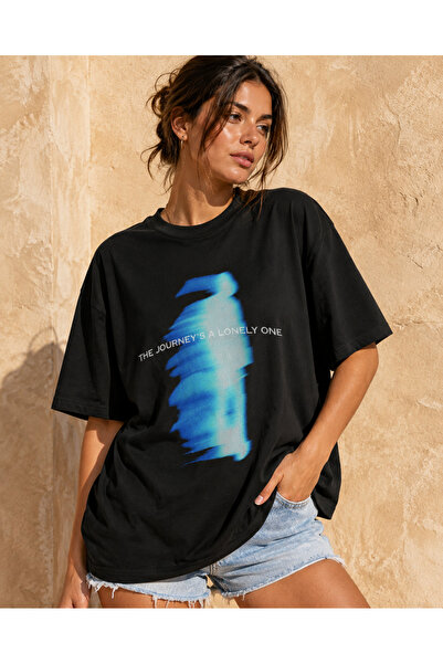 fingerjewerly Unisex Journey Printed Oversize T-Shirt Unisex 80% Cotton Boxy ...