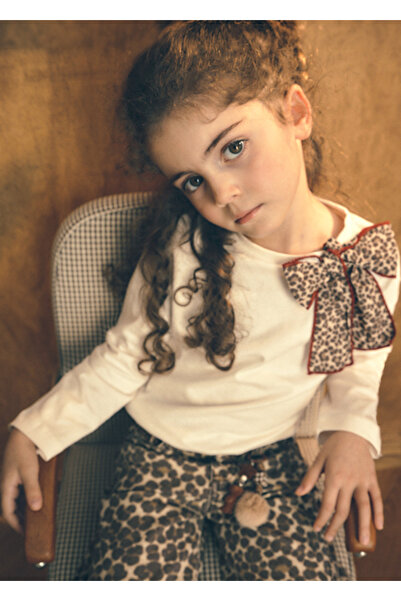 MAYORAL Beige Bow Detailed Girls' Long Sleeve T-Shirt 4029