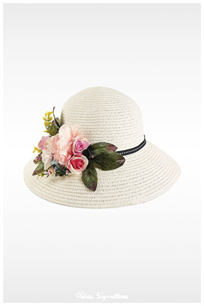 PIECE SIGNATURE Flower detailed straw hat