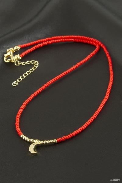 ZERO LAND Concepta Mixed Figured Miyoki Bead Necklace 1 (123442) Piece Red