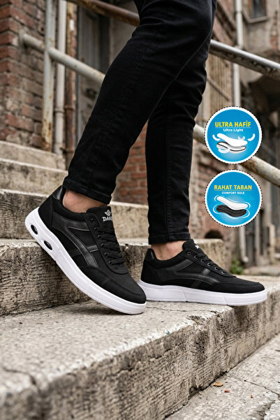 Dakırs Black-White Canvas Linen Comfortable Lightweight Flexible Men's Casual...