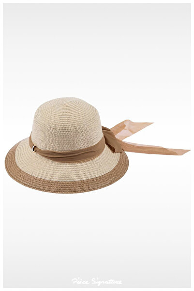 PIECE SIGNATURE Short Brim Luxury Straw Hat for Women (57-58 cm) (Adjustable ...
